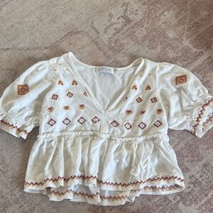 Petal & Pup Cream Embroidered Blouse
